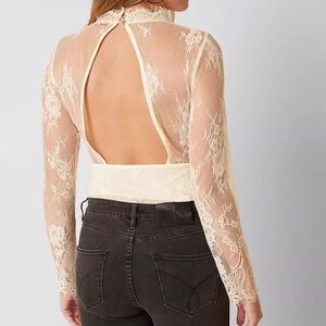 Elegant Cream Lace Bodysuit